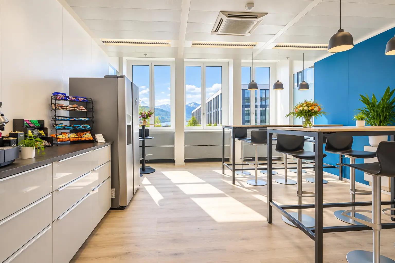Küche und Lounge an der Landis + Gyr-Strasse
